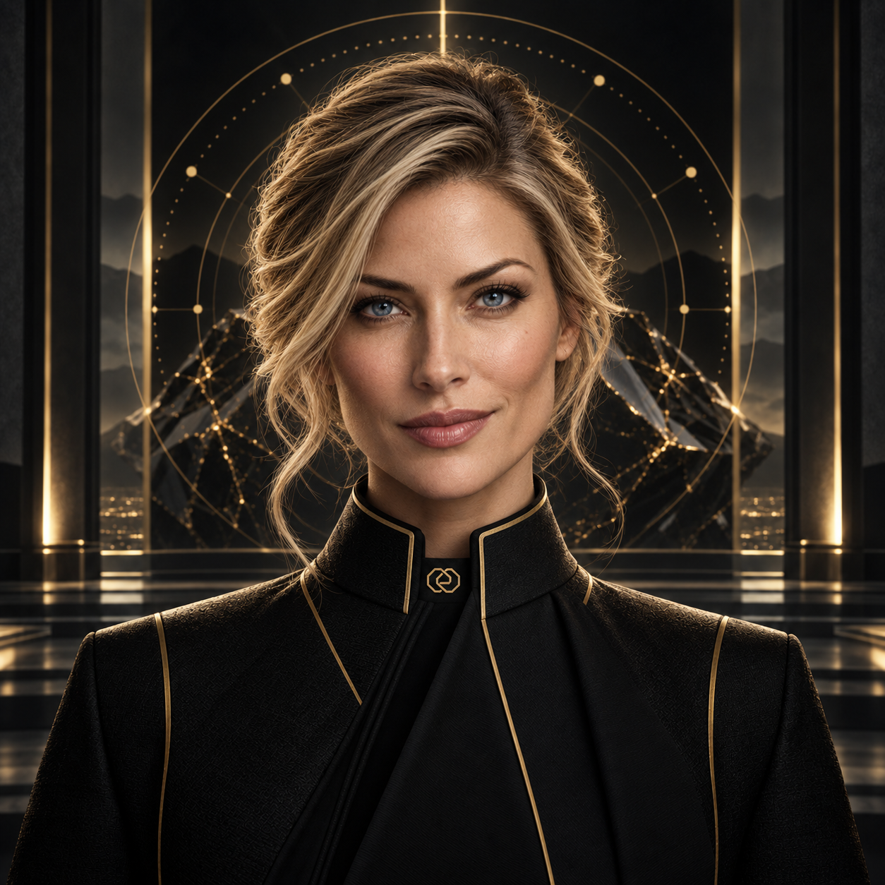 Ava, your DGA digital host, dressed in black and gold