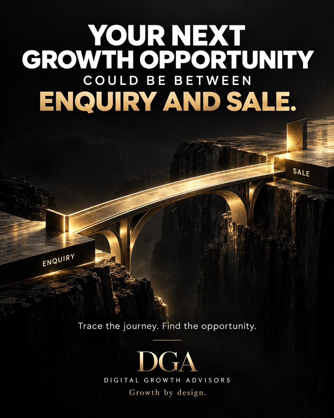 A gold bridge between enquiry and sale, illustrating an opportunity in the customer journey